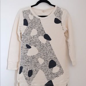 Cream and Navy Graphic Print Modern Tunic